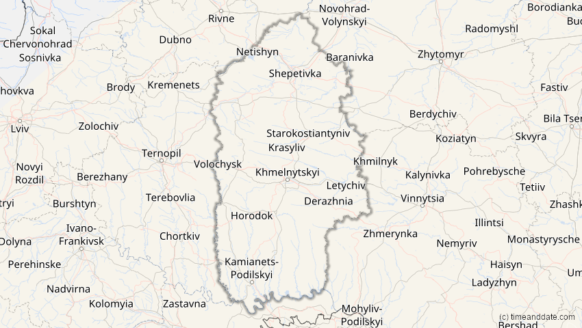 A map of Chmelnyzkyj, Ukraine, showing the path of the 21. Jun 2020 Ringförmige Sonnenfinsternis