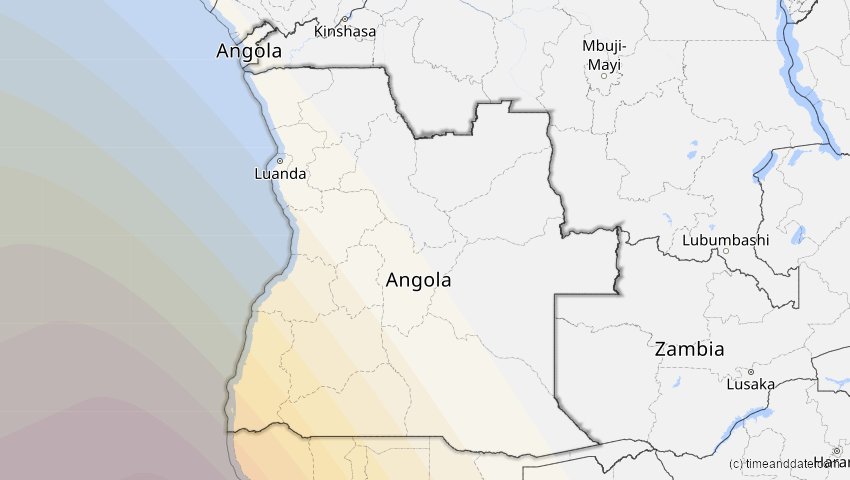 A map of Angola, showing the path of the Dec 14, 2020 Total Solar Eclipse