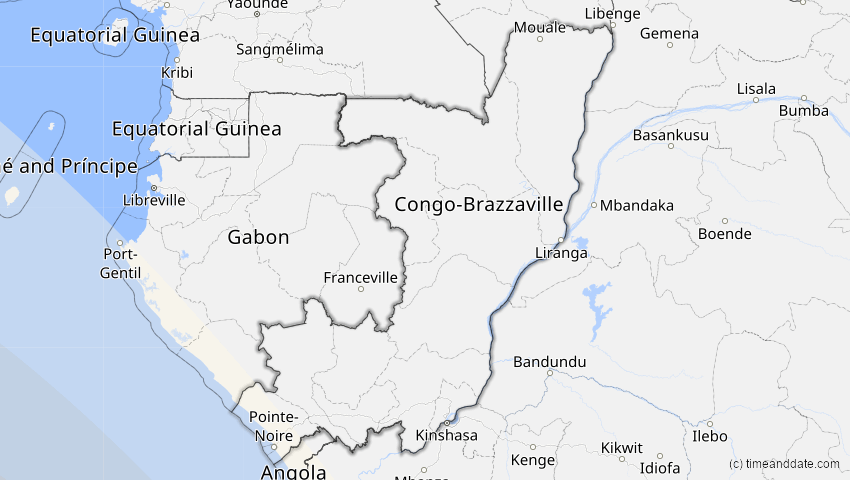 A map of Kongo, showing the path of the 14. Dez 2020 Totale Sonnenfinsternis
