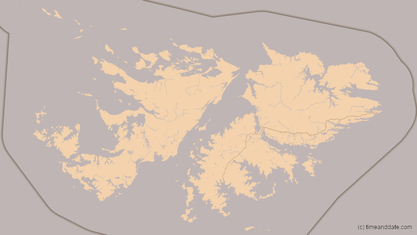 A map of Falkland Islands, showing the path of the Dec 14, 2020 Total Solar Eclipse