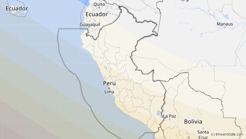 A map of Peru, showing the path of the Dec 14, 2020 Total Solar Eclipse