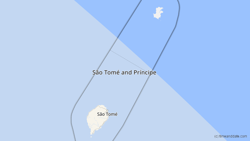 A map of São Tomé und Príncipe, showing the path of the 14. Dez 2020 Totale Sonnenfinsternis
