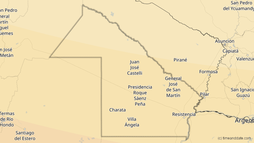 A map of Chaco, Argentinien, showing the path of the 14. Dez 2020 Totale Sonnenfinsternis