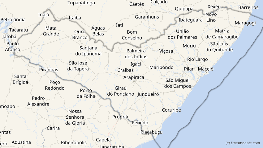 A map of Alagoas, Brasilien, showing the path of the 14. Dez 2020 Totale Sonnenfinsternis