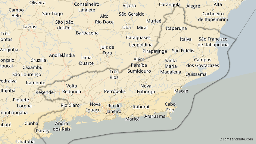 A map of Rio de Janeiro, Brasilien, showing the path of the 14. Dez 2020 Totale Sonnenfinsternis