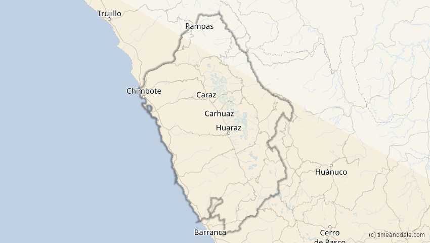 A map of Ancash, Peru, showing the path of the Dec 14, 2020 Total Solar Eclipse