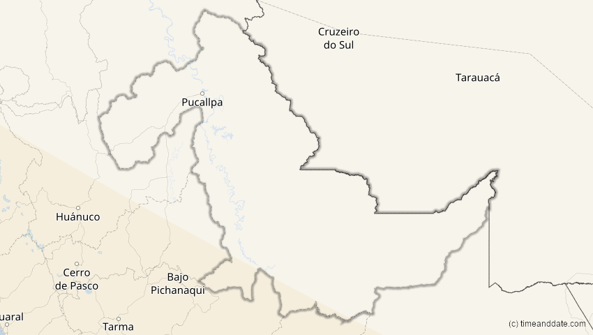 A map of Ucayali, Peru, showing the path of the Dec 14, 2020 Total Solar Eclipse