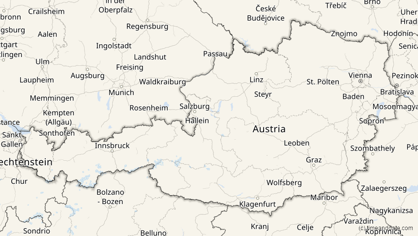 A map of Austria, showing the path of the Jun 10, 2021 Annular Solar Eclipse