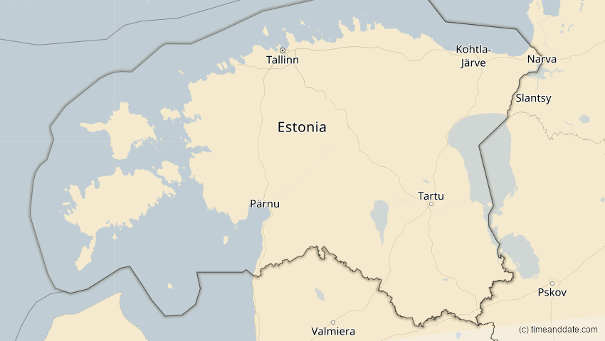 A map of Estonia, showing the path of the Jun 10, 2021 Annular Solar Eclipse