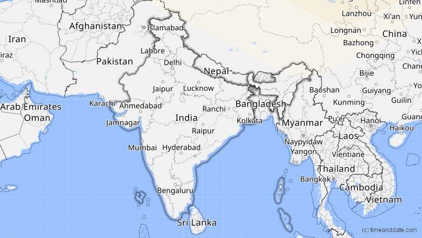 A map of Indien, showing the path of the 10. Jun 2021 Ringförmige Sonnenfinsternis