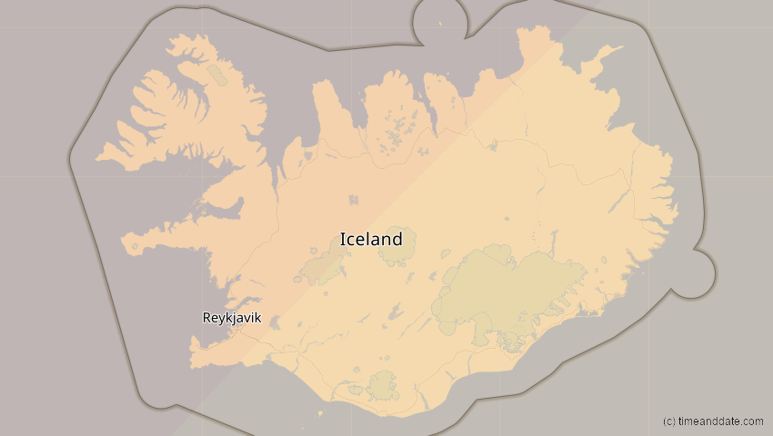 A map of Iceland, showing the path of the Jun 10, 2021 Annular Solar Eclipse