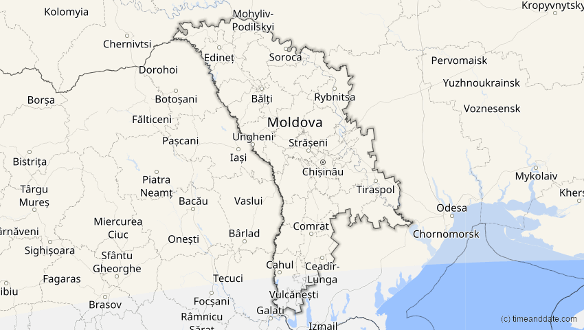 A map of Moldova, showing the path of the Jun 10, 2021 Annular Solar Eclipse