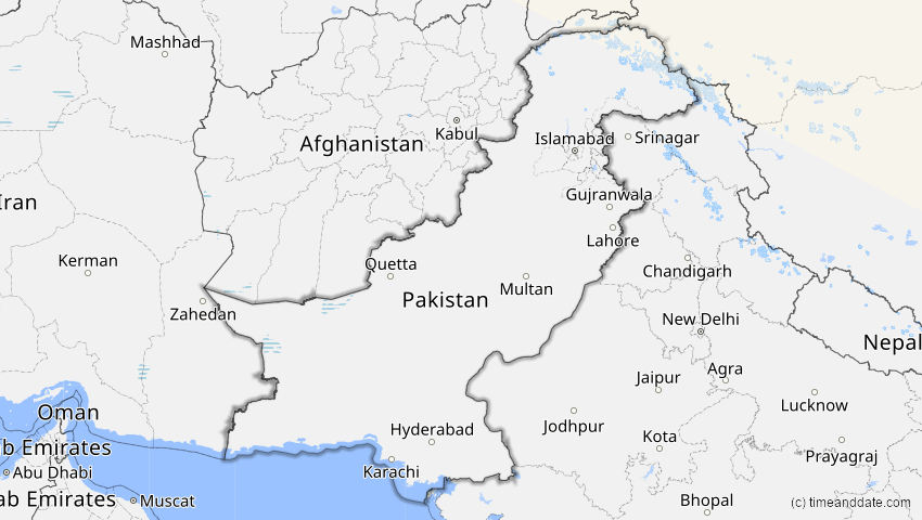 A map of Pakistan, showing the path of the 10. Jun 2021 Ringförmige Sonnenfinsternis