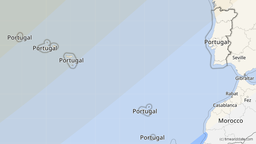 A map of Portugal, showing the path of the Jun 10, 2021 Annular Solar Eclipse