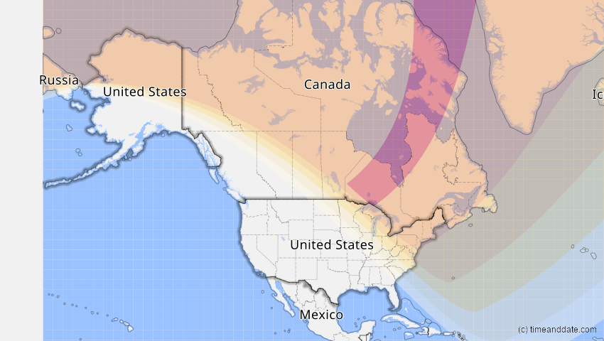 A map of United States, showing the path of the Jun 10, 2021 Annular Solar Eclipse