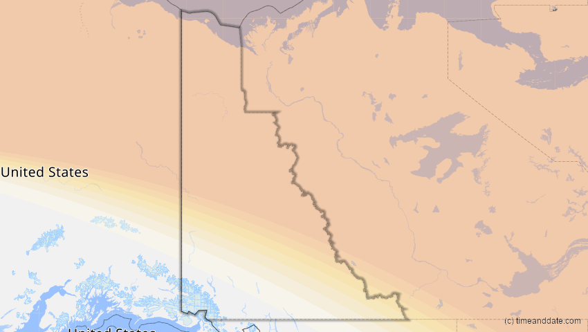 A map of Yukon, Canada, showing the path of the Jun 10, 2021 Annular Solar Eclipse