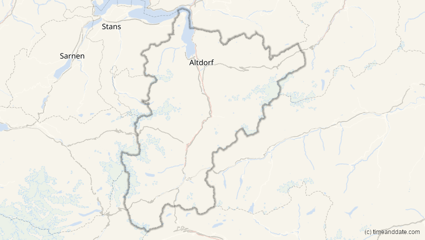 A map of Uri, Switzerland, showing the path of the Jun 10, 2021 Annular Solar Eclipse