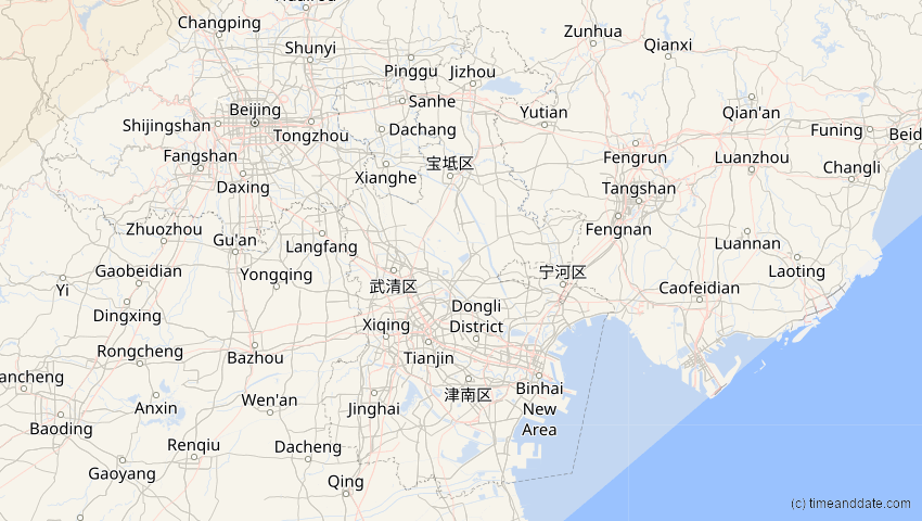 A map of Tianjín, China, showing the path of the 10. Jun 2021 Ringförmige Sonnenfinsternis
