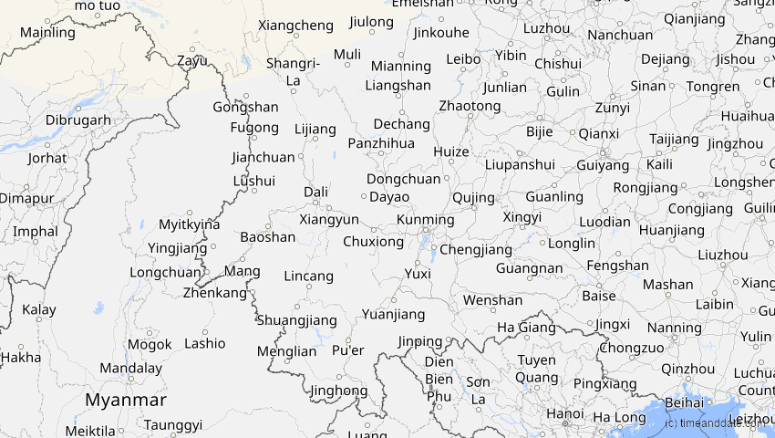 A map of Yunnan, China, showing the path of the 10. Jun 2021 Ringförmige Sonnenfinsternis