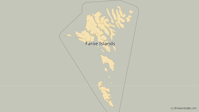 A map of Faroe Islands, Denmark, showing the path of the Jun 10, 2021 Annular Solar Eclipse