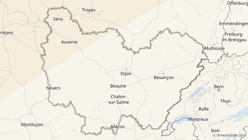 A map of Bourgogne-Franche-Comté, Frankreich, showing the path of the 10. Jun 2021 Ringförmige Sonnenfinsternis