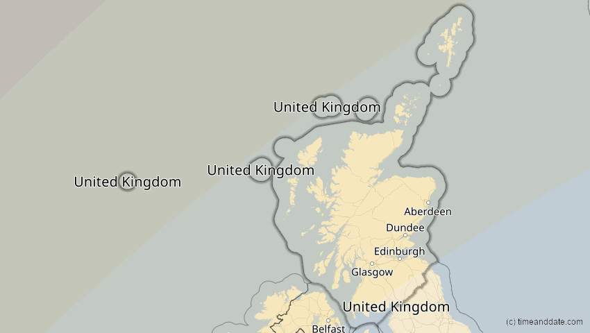 A map of Scotland, United Kingdom, showing the path of the Jun 10, 2021 Annular Solar Eclipse