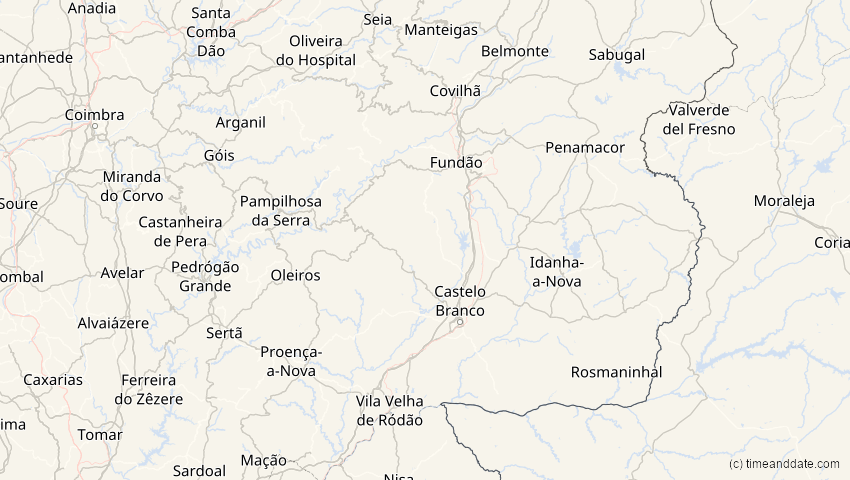 A map of Castelo Branco, Portugal, showing the path of the Jun 10, 2021 Annular Solar Eclipse