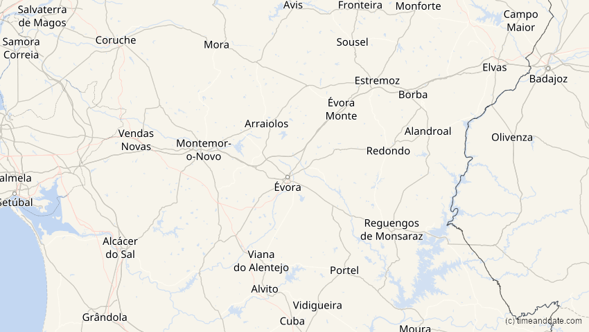 A map of Évora, Portugal, showing the path of the Jun 10, 2021 Annular Solar Eclipse