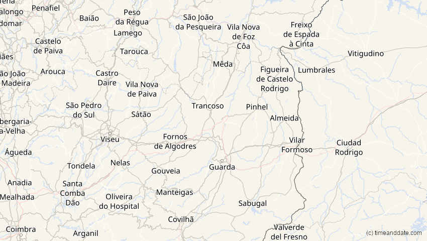 A map of Guarda, Portugal, showing the path of the Jun 10, 2021 Annular Solar Eclipse