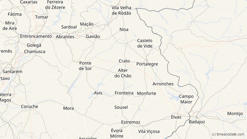 A map of Portalegre, Portugal, showing the path of the Jun 10, 2021 Annular Solar Eclipse