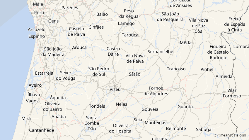 A map of Viseu, Portugal, showing the path of the Jun 10, 2021 Annular Solar Eclipse