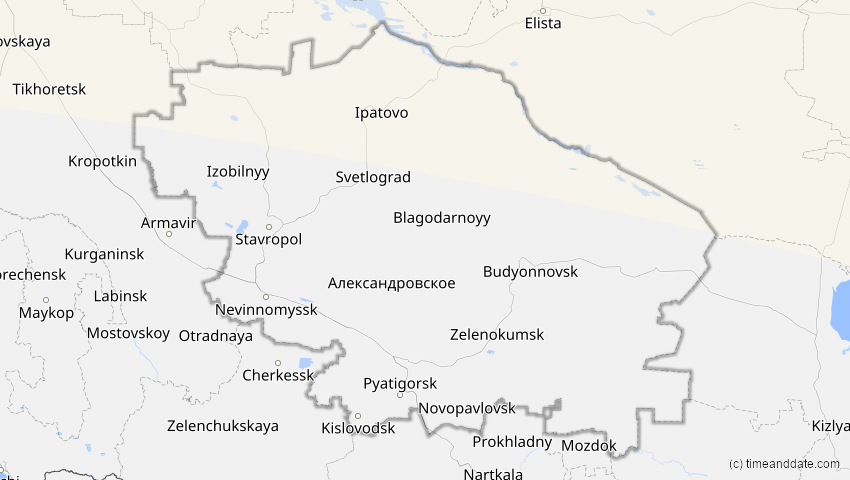 A map of Stawropol, Russland, showing the path of the 10. Jun 2021 Ringförmige Sonnenfinsternis