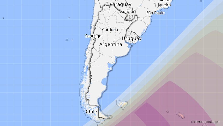 A map of Argentinien, showing the path of the 4. Dez 2021 Totale Sonnenfinsternis