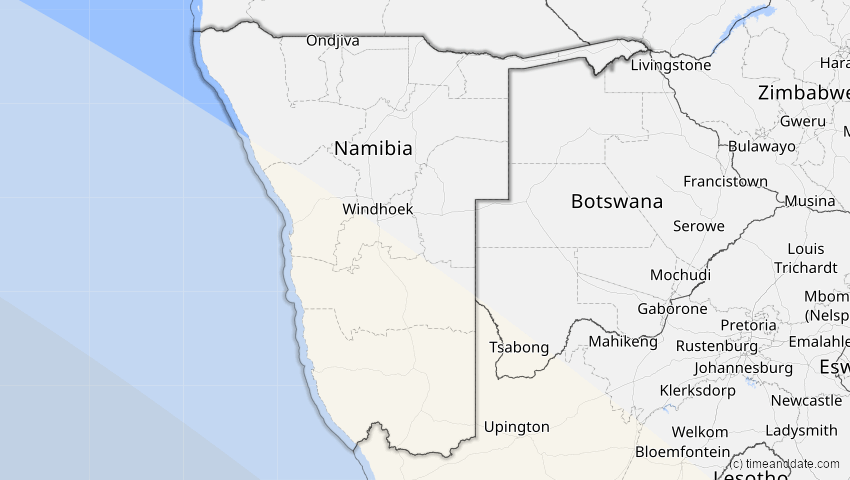A map of Namibia, showing the path of the Dec 4, 2021 Total Solar Eclipse