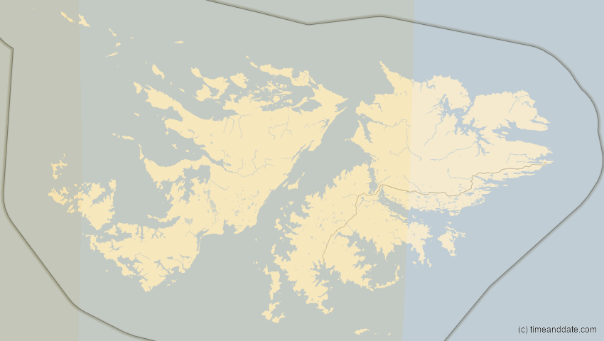 A map of Falkland Islands, showing the path of the Apr 30, 2022 Partial Solar Eclipse