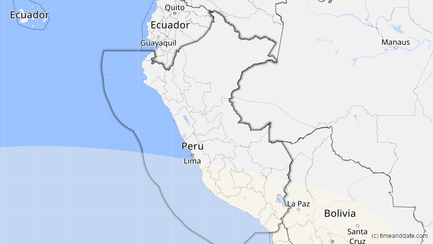 A map of Peru, showing the path of the Apr 30, 2022 Partial Solar Eclipse