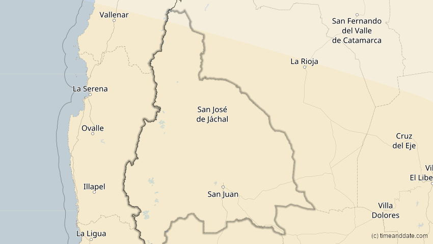 A map of San Juan, Argentinien, showing the path of the 30. Apr 2022 Partielle Sonnenfinsternis