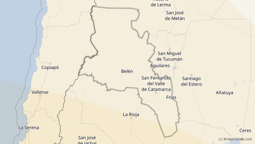 A map of Catamarca, Argentinien, showing the path of the 30. Apr 2022 Partielle Sonnenfinsternis