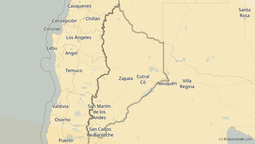 A map of Neuquén, Argentinien, showing the path of the 30. Apr 2022 Partielle Sonnenfinsternis