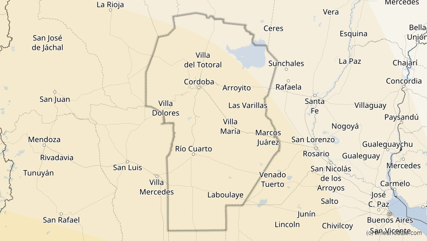 A map of Córdoba, Argentinien, showing the path of the 30. Apr 2022 Partielle Sonnenfinsternis