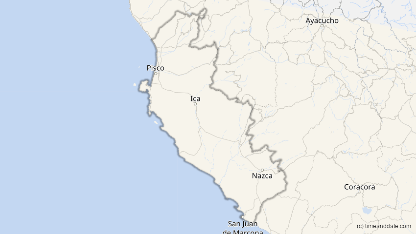 A map of Ica, Peru, showing the path of the 30. Apr 2022 Partielle Sonnenfinsternis