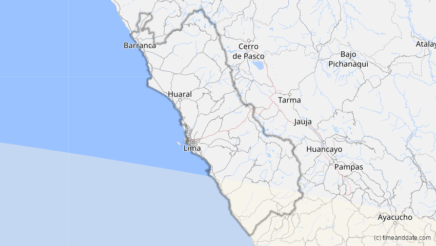 A map of Lima, Peru, showing the path of the 30. Apr 2022 Partielle Sonnenfinsternis