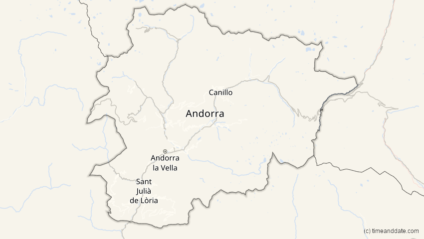 A map of Andorra, showing the path of the Oct 25, 2022 Partial Solar Eclipse