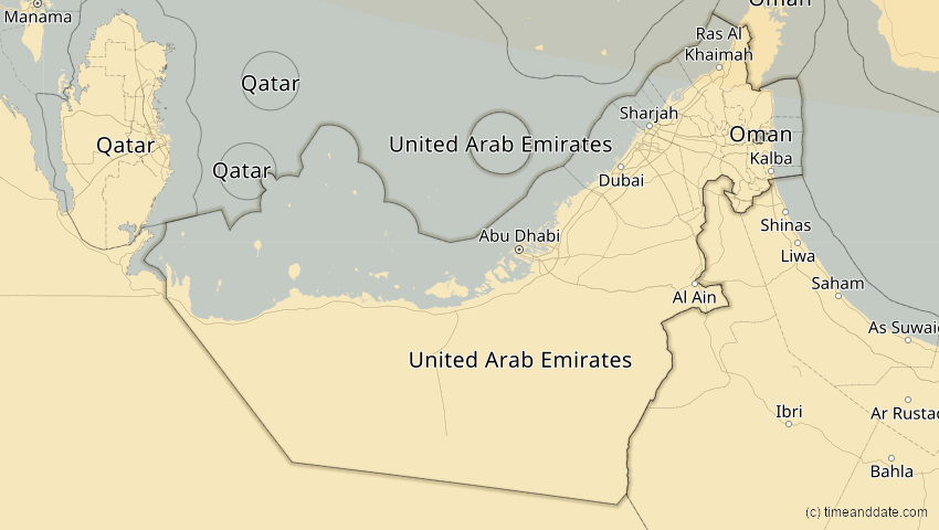 A map of Vereinigte Arabische Emirate, showing the path of the 25. Okt 2022 Partielle Sonnenfinsternis