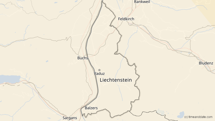 A map of Liechtenstein, showing the path of the 25. Okt 2022 Partielle Sonnenfinsternis