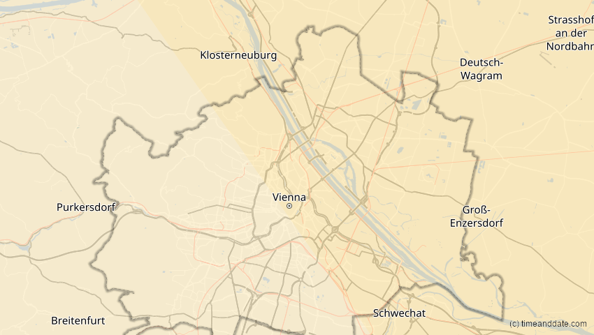 A map of Wien, Österreich, showing the path of the 25. Okt 2022 Partielle Sonnenfinsternis