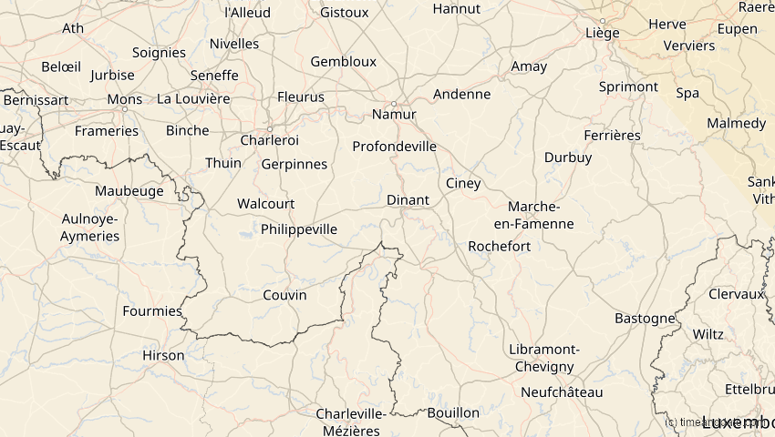 A map of Namur, Belgien, showing the path of the 25. Okt 2022 Partielle Sonnenfinsternis