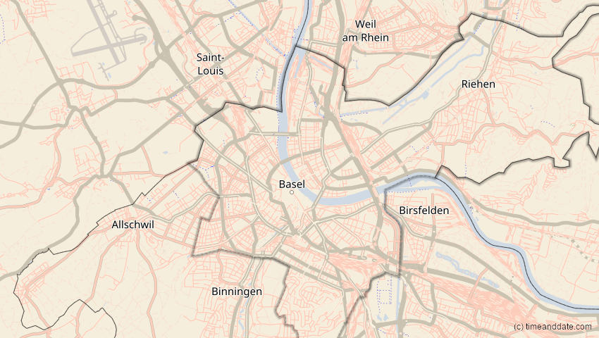 A map of Basel-Stadt, Schweiz, showing the path of the 25. Okt 2022 Partielle Sonnenfinsternis