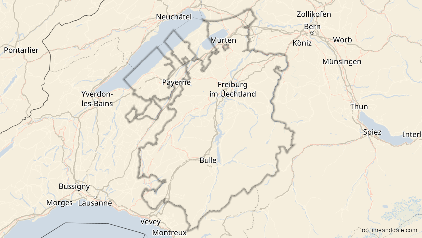 A map of Freiburg, Schweiz, showing the path of the 25. Okt 2022 Partielle Sonnenfinsternis