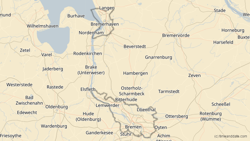 A map of Bremen, Deutschland, showing the path of the 25. Okt 2022 Partielle Sonnenfinsternis